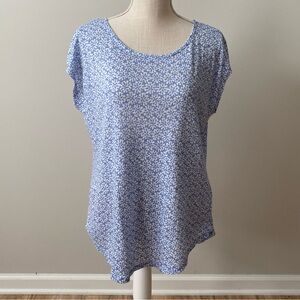 Linen Short Sleeve Top Sand Dollar Print Blue